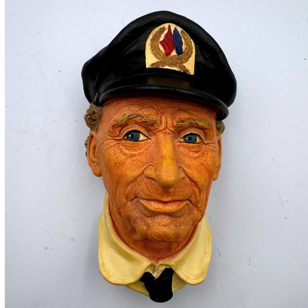 Bossons Sea Captain Retired Chalkware Head Norman Rockwell England 1972 Vintage